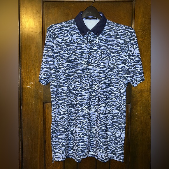 Greyson Stalking Wolf Camo Polo Button-Down Shirt Size Medium - Picture 2 of 6